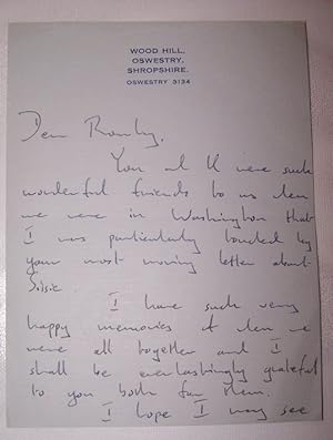 Seller image for Manuscript note Signed by "David" [William David Ormsby-Gore, 5th Baron Harlech and British Ambassador to the U.S.A. during the Kennedy Administration] to Rowland Evans on Personal Printed Letterhead for sale by Antiquarian Bookshop