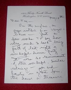 Manuscript Note from Patricia "Tish" Alsop to Katherine "Kay" Evans on printed letterhead of Evan...