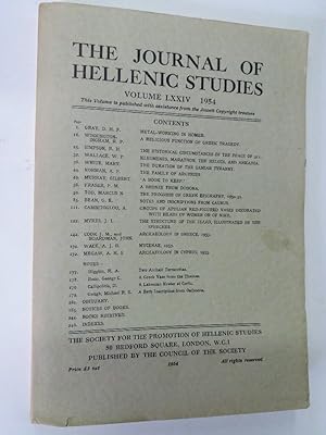 Image du vendeur pour The Journal of Hellenic Studies. Volume LXIV. 1954. mis en vente par Plurabelle Books Ltd