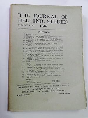 Image du vendeur pour The Journal of Hellenic Studies. Volume LXVI. 1946. mis en vente par Plurabelle Books Ltd