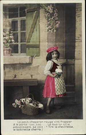 Seller image for Ansichtskarte / Postkarte Le Petit Chaperon Rouge, Rotkppchen vor dem Haus seiner Oma, Korb for sale by akpool GmbH