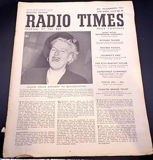 Radio Times. The Week of July 20th-26th. Single Issue. July 18th 1947. Scottish Edition.