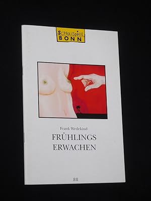 Imagen del vendedor de Programmheft 88 Schauspiel Bonn 1996/97. FRHLINGS ERWACHEN von Wedekind. Insz.: Manfred Beilharz, Bhnenbild/ Kostme: Bernd Holzapfel. Mit Pasquale Aleardi, Justus Fritzsche, Patricia Harrison, Sabine Weithner, Monika Kroll, Jean-Claude Mawila, Folker Banik, Andreas Durban, Andreas Schrders, Birte Schrein a la venta por Fast alles Theater! Antiquariat fr die darstellenden Knste