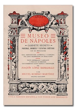 Imagen del vendedor de Museo de Npoles. Gabinete secreto. Pinturas, bronces y estatuas erticas con su explicacin. Sola reproduccin, autntica y completa del libro celebrrimo de Csar Famin. a la venta por Librera Berceo (Libros Antiguos)