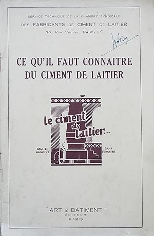 Seller image for Ce qu'il faut connatre du ciment de laitier for sale by Bouquinerie L'Ivre Livre