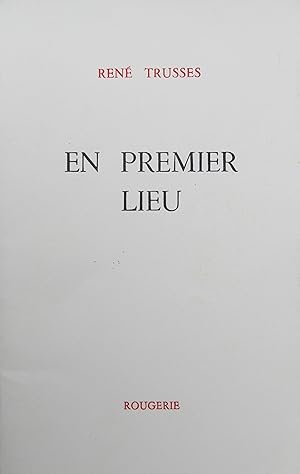 Seller image for En premier lieu for sale by Bouquinerie L'Ivre Livre