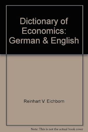 Seller image for Dictionary of Economics: German & English for sale by WeBuyBooks