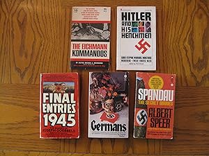 Seller image for German Nazi World War II (2) Five (5) Paperback Book Lot, including: The Eichmann Kommandos; Hitler and His Henchmen; Final Entries 1945 The Diaries of Joseph Goebbels; Germans (A Penetrating Examination of the German Mind, the Culture and the Complicated Soul of Modern Teutonic History), and; Spandau The Secret [Albert Speer] Diaries for sale by Clarkean Books