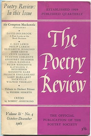 Bild des Verkufers fr The Poetry Review - Volume LII, Number IV, October - December 1961 zum Verkauf von Between the Covers-Rare Books, Inc. ABAA