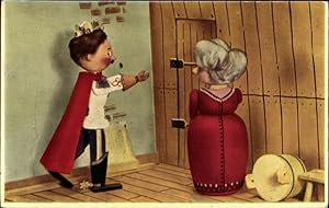 Bild des Verkufers fr Ansichtskarte / Postkarte Assepoester, Aschenputtel, Prinz, ltere Dame in rotem Kleid, Mrchen zum Verkauf von akpool GmbH