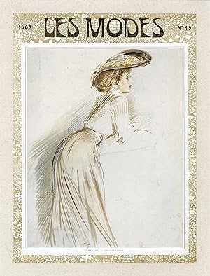 "Marcelle LENDER" Couverture originale entoilée LES MODES n°19 de 1902 illustrée par HELLEU