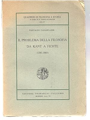 Seller image for Il Problema Della Filosofia Da Kant a Fichte (1781-1801) for sale by Il Salvalibro s.n.c. di Moscati Giovanni