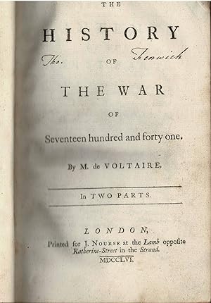 Imagen del vendedor de The History of the War of Seventeen hundred and forty one (Histoire de la Guerre de 1741) a la venta por Muir Books [Robert Muir Old & Rare Books]