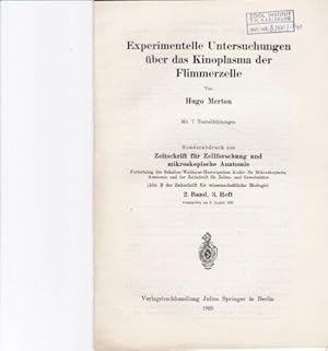 Bild des Verkufers fr Experimentelle Untersuchungen ber das Kinoplasma der Flimmerzellen. zum Verkauf von Antiquariat am Flughafen