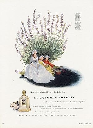 "LAVANDE YARDLEY" Annonce originale entoilée parue dans PLAISIR DE FRANCE (années 50)