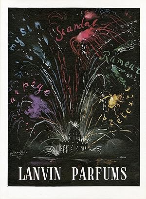 "LANVIN PARFUMS (Feu d'artifice)" Annonce originale entoilée illustrée par Guillaume GILLET parue...