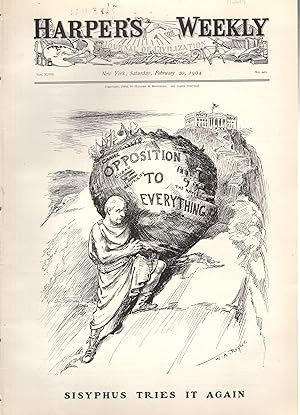 Bild des Verkufers fr ENGRAVING: "Sisyphus Tries it Again". from Harper's Weekly; February 20, 1904 zum Verkauf von Dorley House Books, Inc.