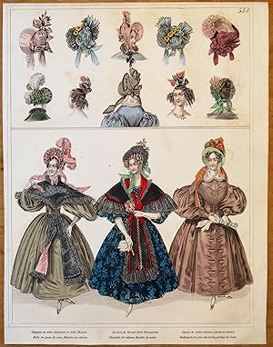 PERIOD COSTUME,Townsend Ladies Paris Fashion plate 534 antique print 1833