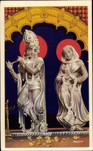 Künstler Ansichtskarte / Postkarte Pandian, Zwei tanzende Frauen, Flöte