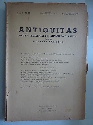 ANTIQUITAS RIVISTA TRIMESTRALE DI ANTICHITA' CLASSICA Anno II n.° 1 - 2 Gennaio - Giugno 1947