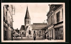 Carte postale Blere, L`Eglise et la rue du Pont