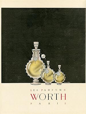 "Parfums WORTH" Annonce originale entoilée illustrée par R.B. SIBIA (fin 40)