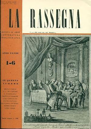 Bild des Verkufers fr La Rassegna. Gennaio-Giugno1959, Anno XXVIII, N. 1-6 zum Verkauf von Studio Bibliografico Marini