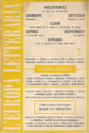 Imagen del vendedor de L'Europa letteraria. Anno II. Febbraio 1961. N. 7 a la venta por Studio Bibliografico Marini