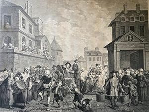 Le Carnaval des rues de Paris. Original Kupferstich nach Étienne Jeaurat um 1751-1792.