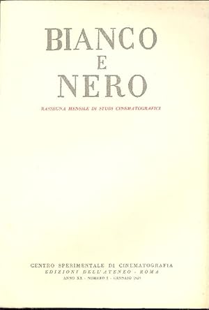 Bild des Verkufers fr Bianco e Nero. Anno XX, Numero 1, Gennaio 1959 zum Verkauf von Studio Bibliografico Marini