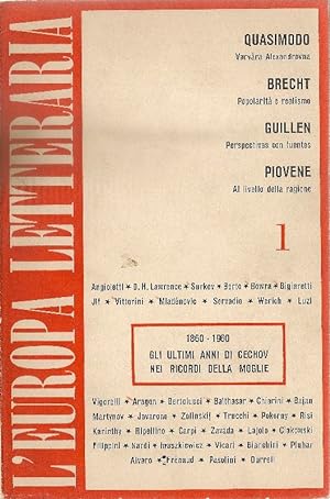 Imagen del vendedor de L'Europa letteraria. Anno I. Gennaio 1960. N. 1 a la venta por Studio Bibliografico Marini