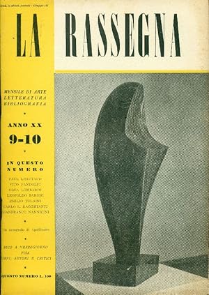 Bild des Verkufers fr La Rassegna. Settembre-Ottobre 1951, Anno XX, N. 9-10 zum Verkauf von Studio Bibliografico Marini