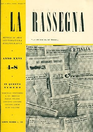 Bild des Verkufers fr La Rassegna. Aprile-Agosto 1957, Anno XXVI, N. 4-8 zum Verkauf von Studio Bibliografico Marini