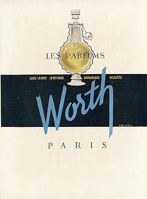 "Parfums WORTH" Annonce originale entoilée illustrée par R.B. SIBIA (fin 40)