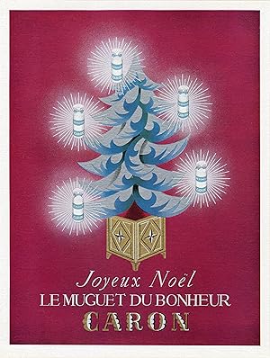 "CARON : LE MUGUET DU BONHEUR" Annonce originale entoilée parue dans L'ILLUSTRATION (Noël 1941)