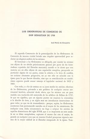 Imagen del vendedor de LAS ORDENANZAS DE COMERCIO DE SAN SEBASTIAN DE 1766 (EXTRAIDO ORIGINAL AO 1967 ESTUDIO COMPLETO TEXTO INTEGRO) a la venta por Libreria 7 Soles