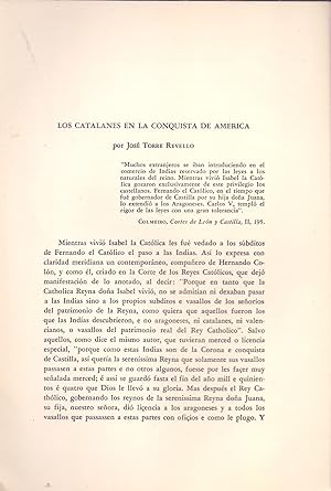 Seller image for LOS CATALANES EN LA CONQUISTA DE AMERICA (EXTRAIDO ORIGINAL AO 1954 ESTUDIO COMPLETO TEXTO INTEGRO) for sale by Libreria 7 Soles