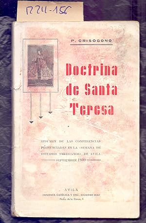Seller image for DOCTRINA DE SANTA TERESA - RESUMEN DE LAS CONFERENCIAS EN LA SEMANA DE ESTUDIOS TERESIANOS DE AVILA SEPTIEMBRE 1939 for sale by Libreria 7 Soles