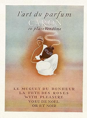 "CARON : L'ART DU PARFUM" Annonce originale entoilée parue dans PLAISIR DE FRANCE (années 50)