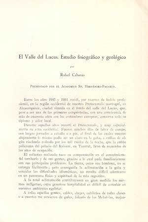 Imagen del vendedor de EL VALLE DEL LUCUS. ESTUDIO FISIOGRAFICO Y GEOLOGICO - MARRUECOS - (EXTRAIDO ORIGINAL AO 1955 ESTUDIO COMPLETO TEXTO INTEGRO) a la venta por Libreria 7 Soles