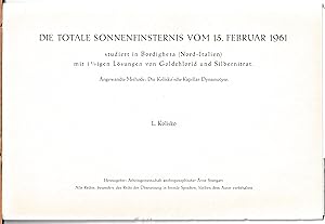 Image du vendeur pour Die totale Sonnenfinsternis vom 15. Februar 1961 studiert in Bordighera (Nord-Italien) mis en vente par BuchSigel