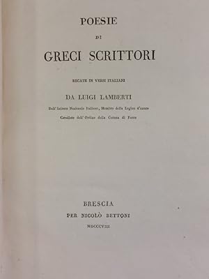 Poesie di greci scrittori recate in versi italiani.