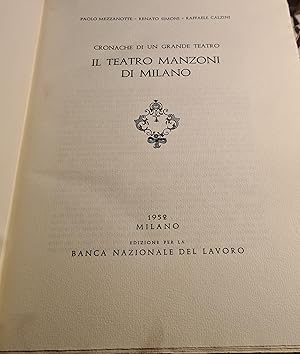 Bild des Verkufers fr Il Teatro Manzoni di Milano zum Verkauf von Lascar Publishing Ltd.