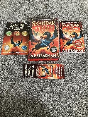 Seller image for SKANDAR AND THE UNICORN THIEF: EXCLUSIVE SIGNED UK FIRST EDITION HARDCOVER WITH ADDITIONAL CONTENT, BOOK MARK, CHAPTER SAMPLER & STICKER for sale by Books for Collectors