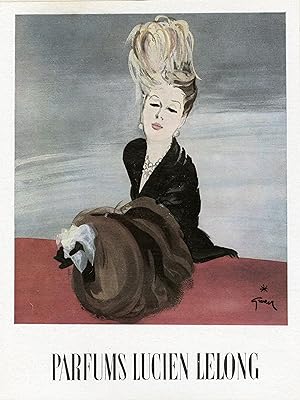 "PARFUMS LUCIEN LELONG" Annonce originale entoilée illustrée par GRUAU pour DÉCORS (1945)