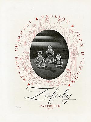 "ZOFALY Parfumeur" Annonce originale entoilée illustrée par Jean CASA pour L'ILLUSTRATION (années...