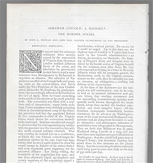 Imagen del vendedor de Abraham Lincoln A History, Part XIX: The Border States a la venta por Legacy Books II