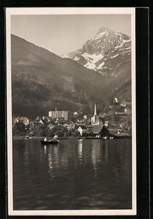 Bild des Verkufers fr Ansichtskarte Mhlehorn am Walensee, Ortsansicht gegen das Gebirge zum Verkauf von Bartko-Reher