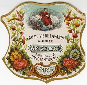 "EAU DE VIE DE LAVANDE (ARICE & C° Paris)" Etiquette-chromo originale (entre 1890 et 1900)