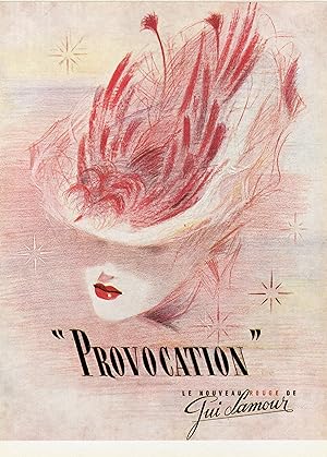 "PROVOCATION de GUI LAMOUR" Annonce originale entoilée parue dans FORMES ET COULEURS (1943)